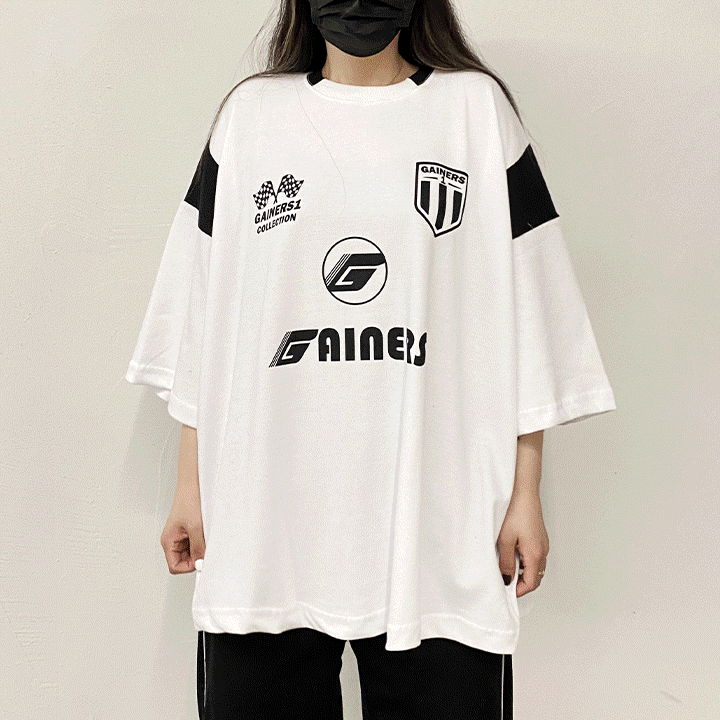 [unisex] 남여공용 오버핏 게이너 바시티 Y2K 반팔 티셔츠